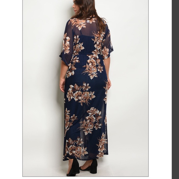Navy Floral Kimono - Picture 2 of 2